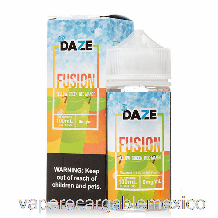 Vape Recargable Iced Amarillo Verde Rojo Mango - 7 Daze Fusion - 100ml 3mg
